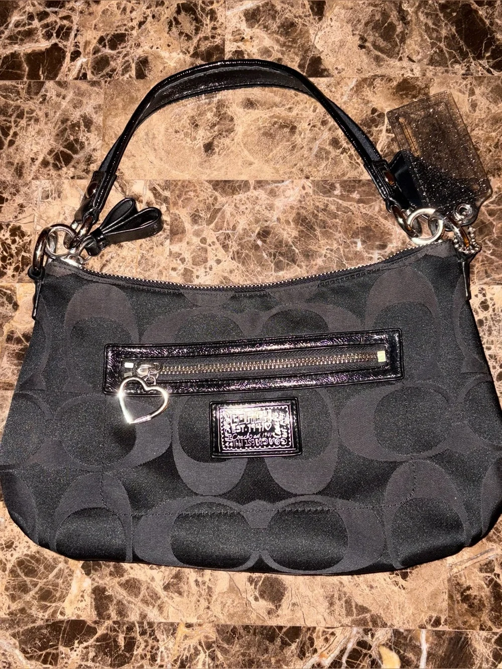 Y2K Coach Poppy Purse w/ Silver Accents & Heart Charm